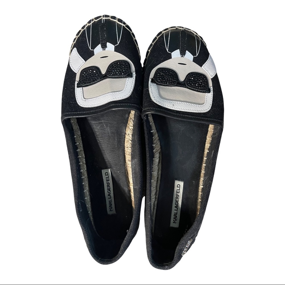 Karl Lagerfeld Bling Character Espradille Shoes.  Worn Once Size 38 Black
